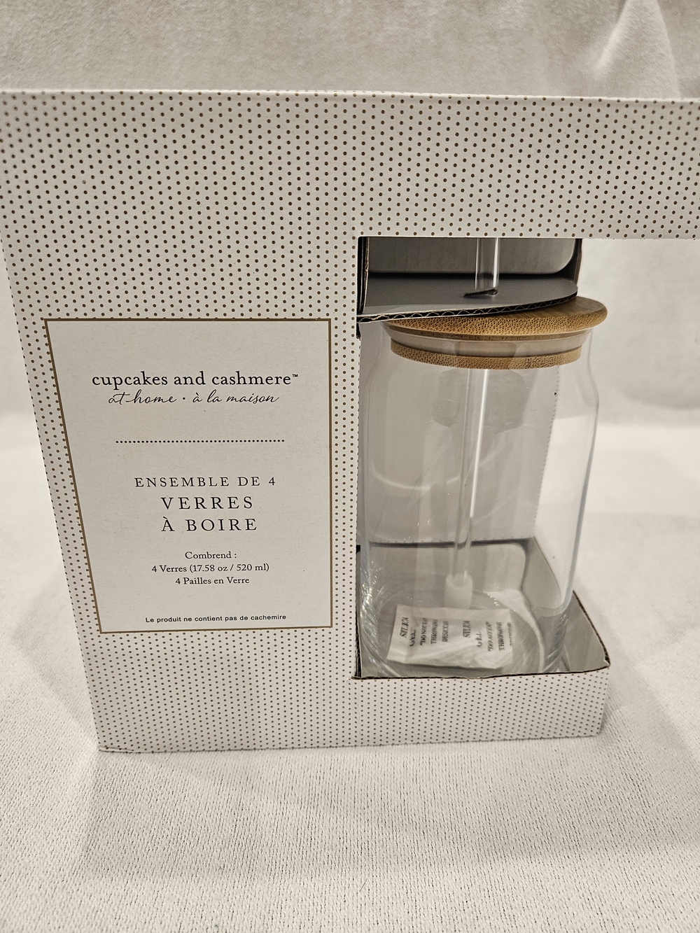 cupcakes & cashmere Clear Glass Tumblers with Bamboo Lids (Set of 4)